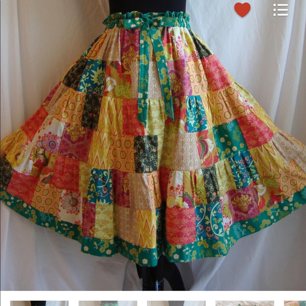 Handmade one of a kind patchwork skirt OS